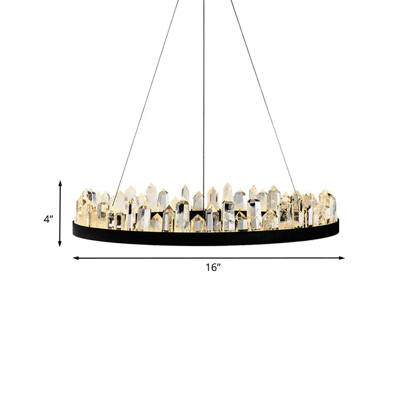 Crystal Ring Plafond Pendre Light Minimaliste LED Black suspendre la lampe de suspension pour le salon