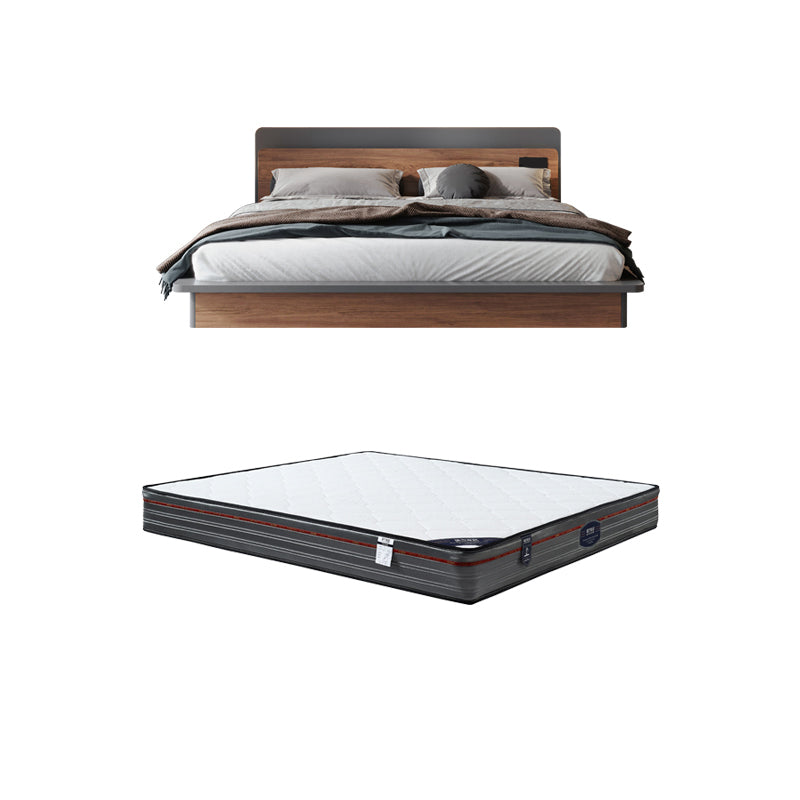 Contemporary Standard Bed Wood Lift Up Storage Panel Bed with Headboard