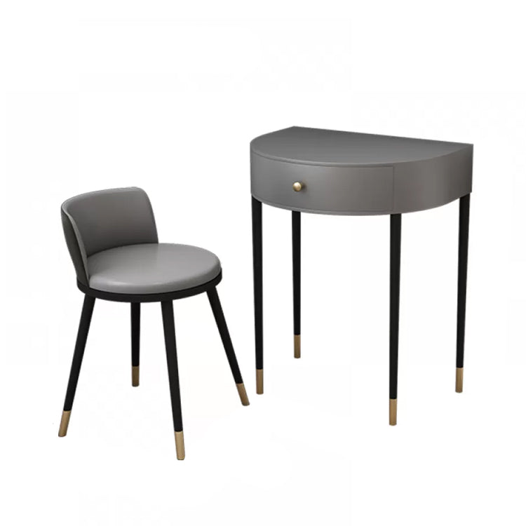 Modern Semicircle Slate Top Table Makeup Vanity with Drawers