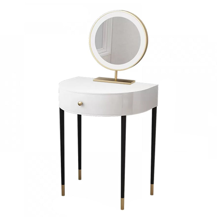 Modern Semicircle Slate Top Table Makeup Vanity with Drawers