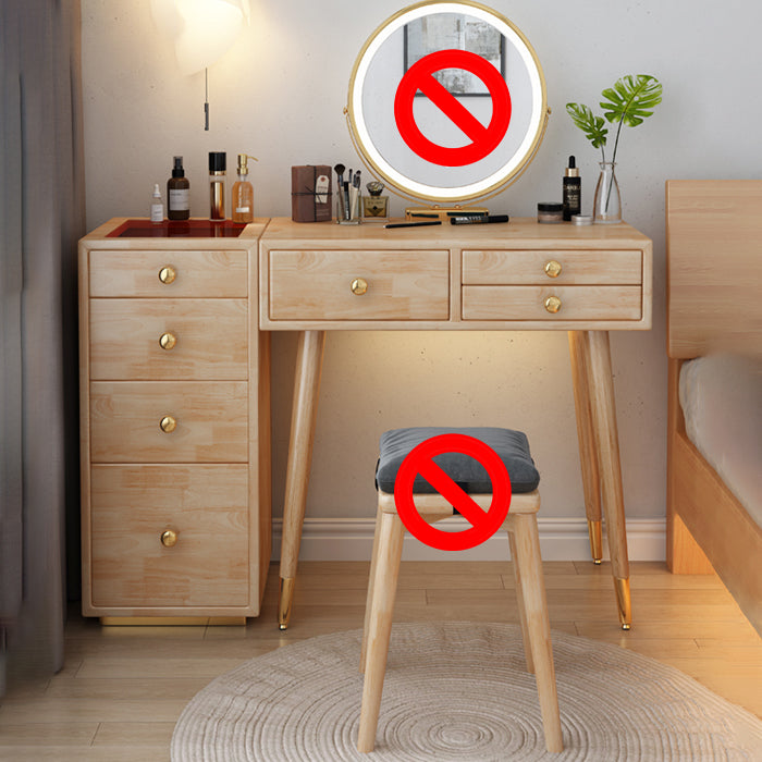 Scandinavian Dressing Table with Drawers Solid Wood Makeup Counter