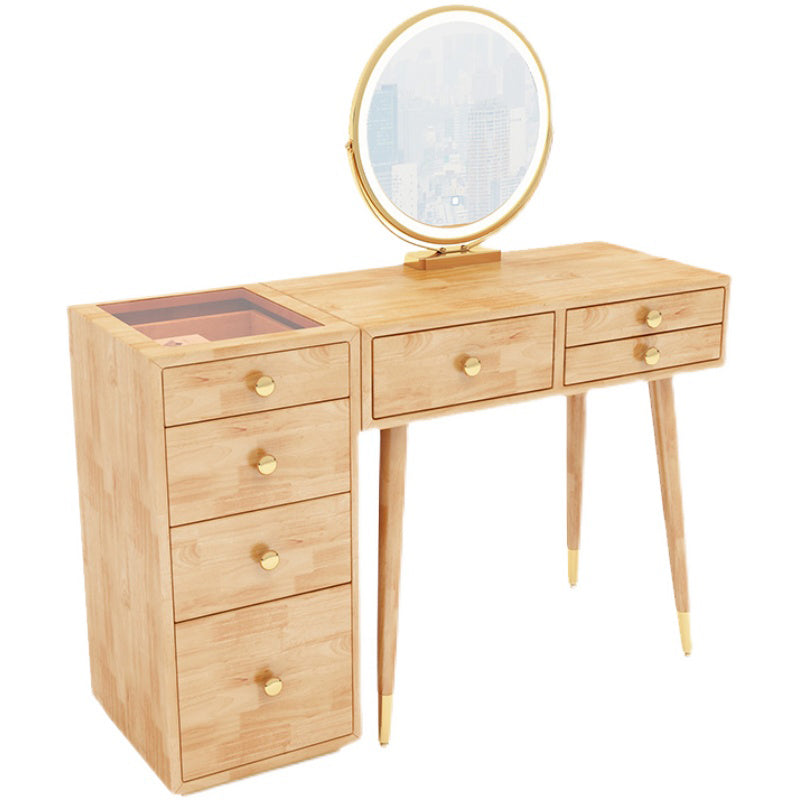 Scandinavian Dressing Table with Drawers Solid Wood Makeup Counter