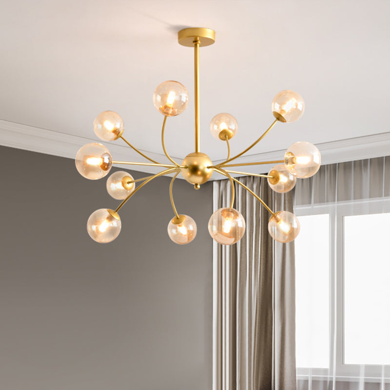Lampada il lampadario sferica Lampada postmoderna fumo grigio/vetro cognac 15 lampadina oro a soffitto armato