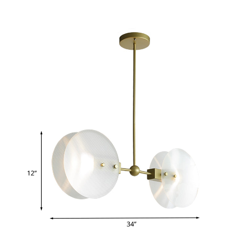 Acrylrunde Kronleuchter leichte postmoderne 2/3 Lampenlampen Gold Finish Hanging Deckenlampe