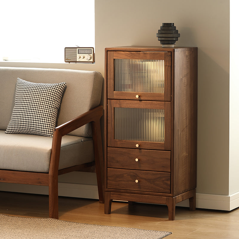 Mid-Century Modern Walnut Storage Cabinet Solid Wood Brown Storage Cabinet