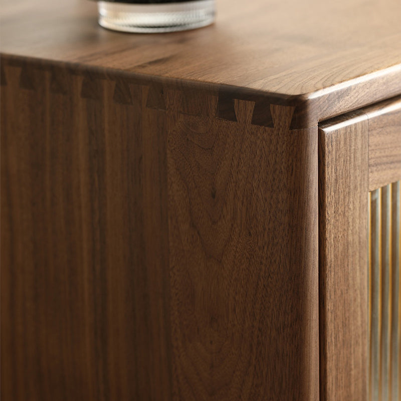 Mid-Century Modern Walnut Storage Cabinet Solid Wood Brown Storage Cabinet