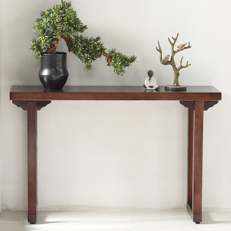 Mid Century Modern Accent Table Rectangle Wood Console Table in Brown