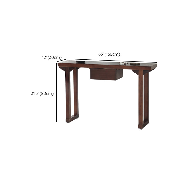 Mid Century Modern Accent Table Rectangle Wood Console Table in Brown