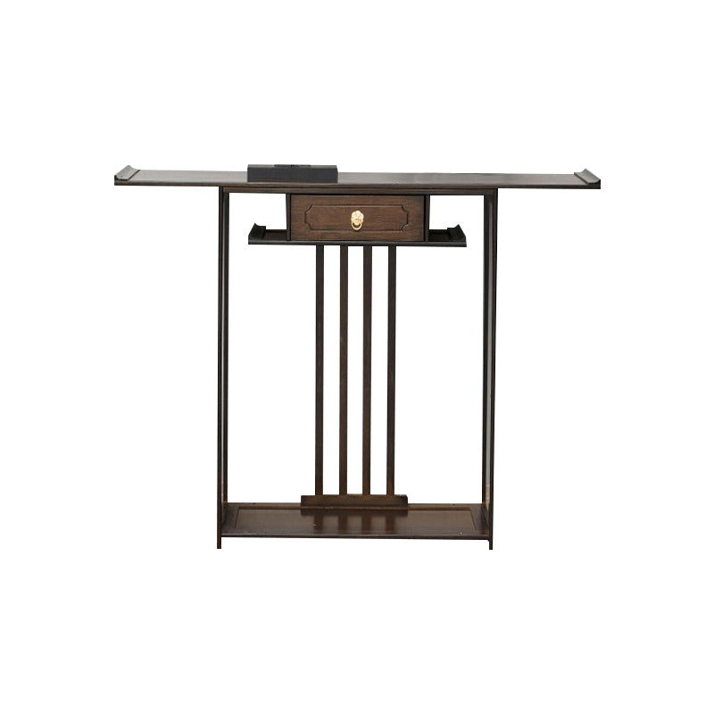 31"H Mid-Century Modern Console Table Single Drawer Sofa Table