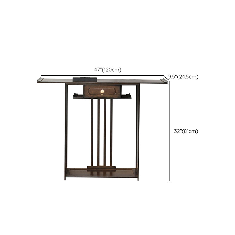 31"H Mid-Century Modern Console Table Single Drawer Sofa Table