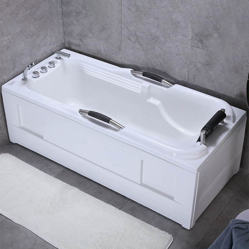 Freestanding Acrylic Rectangular Bathtub Modern Soaking White Bath