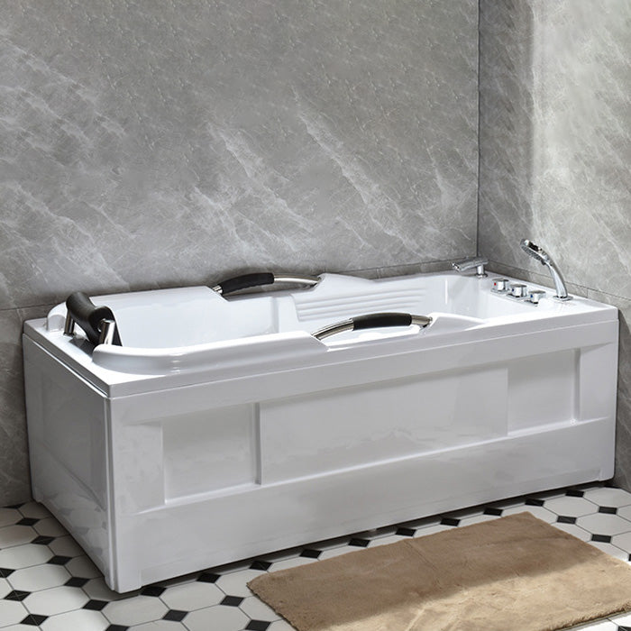 Freestanding Acrylic Rectangular Bathtub Modern Soaking White Bath