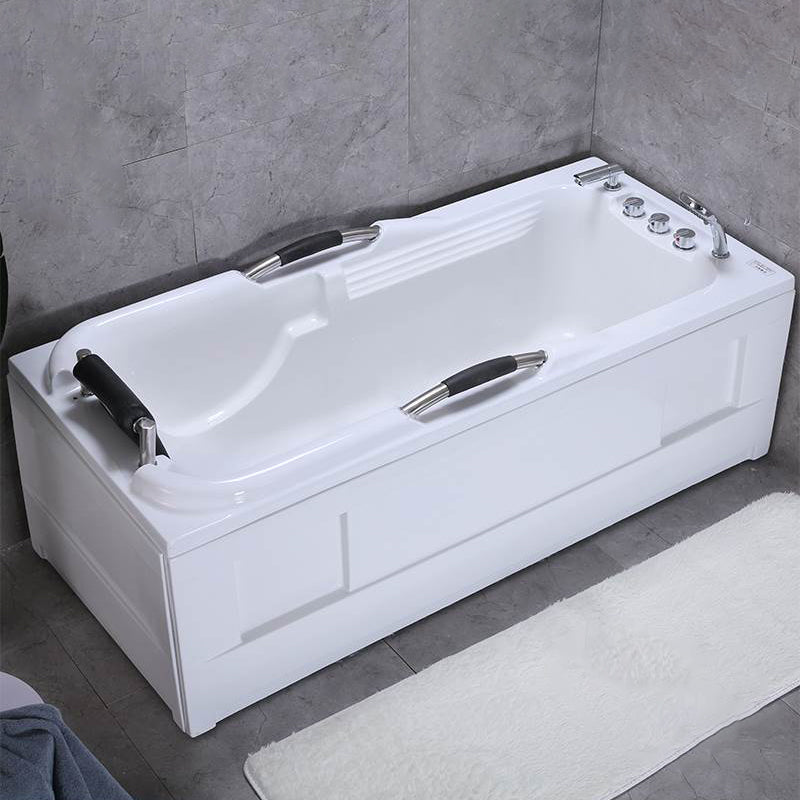 Freestanding Acrylic Rectangular Bathtub Modern Soaking White Bath