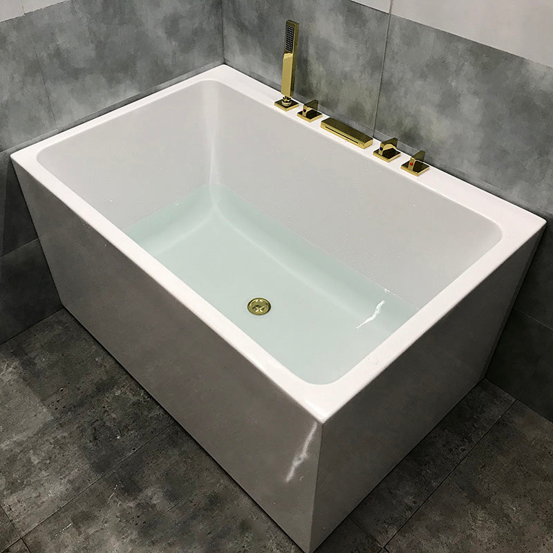 Modern Rectangular Bathtub Acrylic Center Soaking White Bath