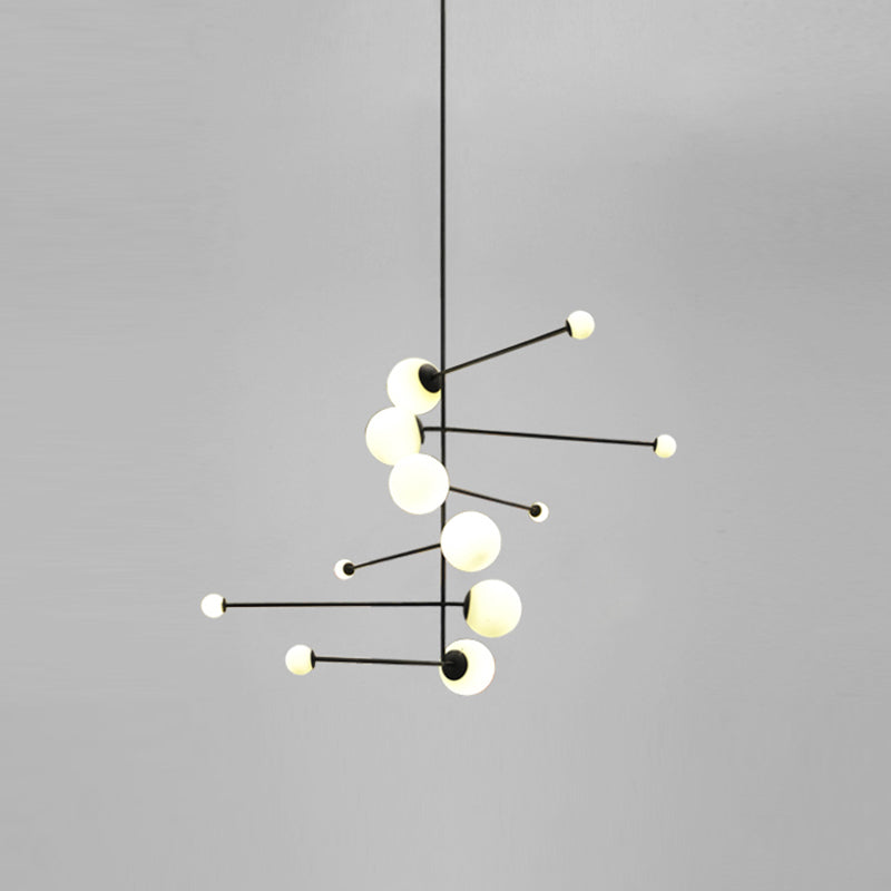 Lampadella a spirale Lamero lineare Modernismo 12 Luci Black sospeso a sospensione per il ristorante