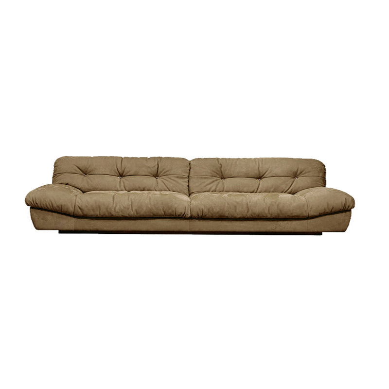 Tufted Down Fill Cushions Sofa Faux Leather Armless Settee in Dark Brown