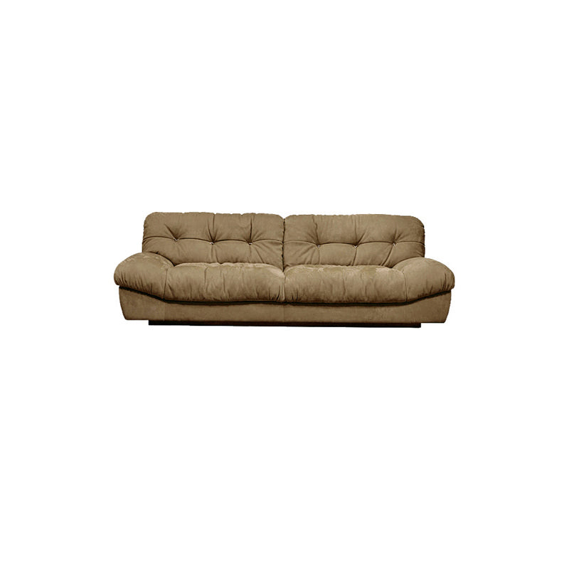 Tufted Down Fill Cushions Sofa Faux Leather Armless Settee in Dark Brown