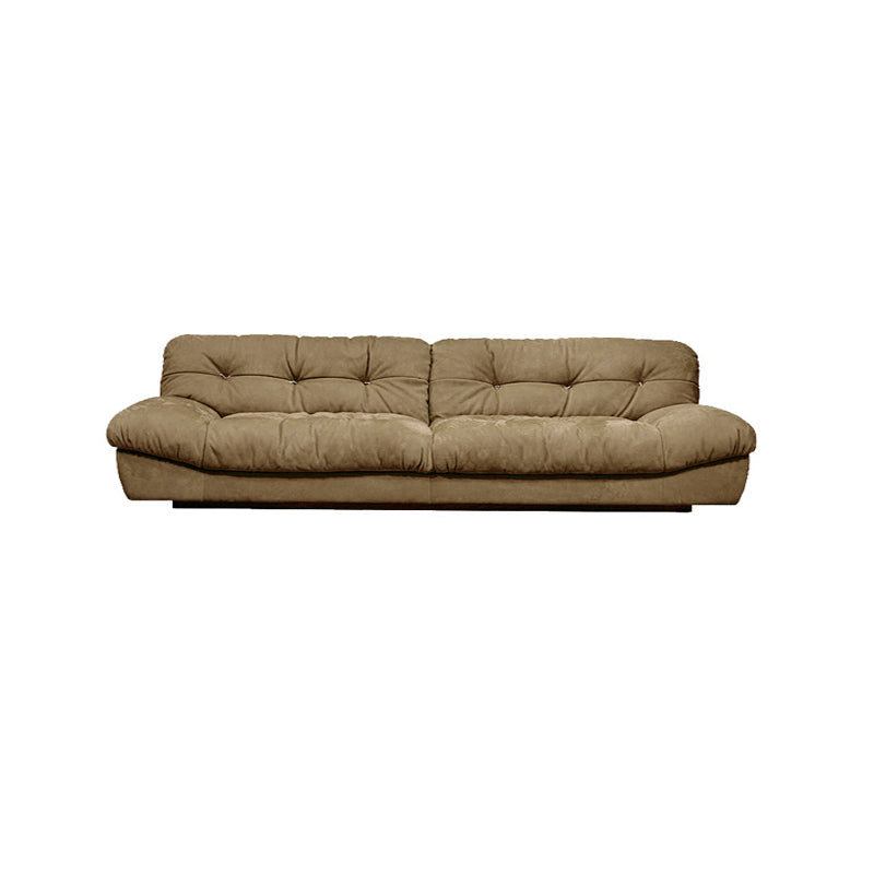 Tufted Down Fill Cushions Sofa Faux Leather Armless Settee in Dark Brown