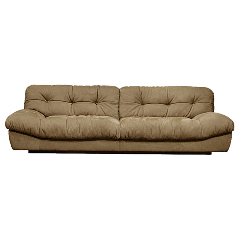 Tufted Down Fill Cushions Sofa Faux Leather Armless Settee in Dark Brown