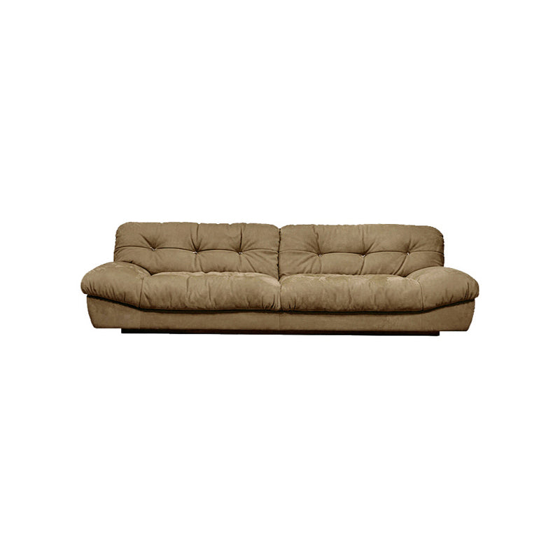 Tufted Down Fill Cushions Sofa Faux Leather Armless Settee in Dark Brown