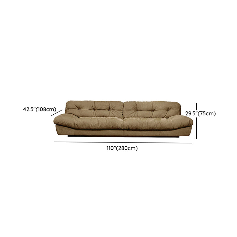 Tufted Down Fill Cushions Sofa Faux Leather Armless Settee in Dark Brown