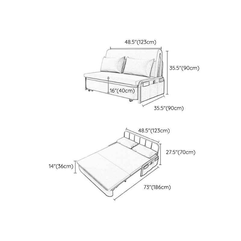 Glam Futon and Mattress Pillow Back Futon Sleeper Sofa with Storage