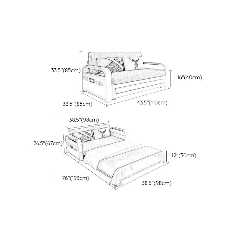 Glam Upholstered Futon and Mattress Pillow Back Futon Sleeper Sofa