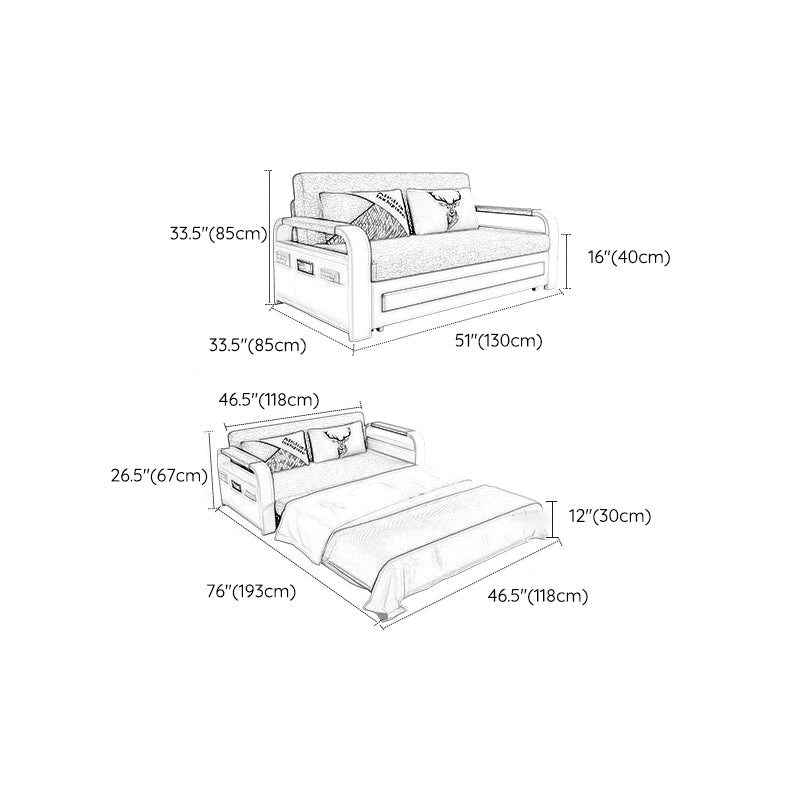 Glam Upholstered Futon and Mattress Pillow Back Futon Sleeper Sofa