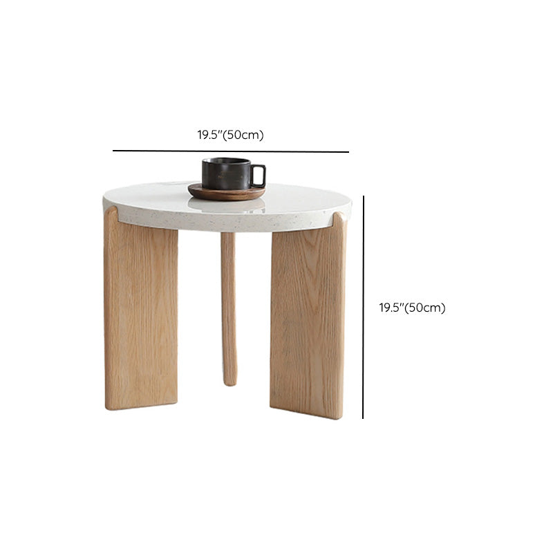 Round Stone Coffee Table Contemporary 3 Legs Coffee Cocktail Table