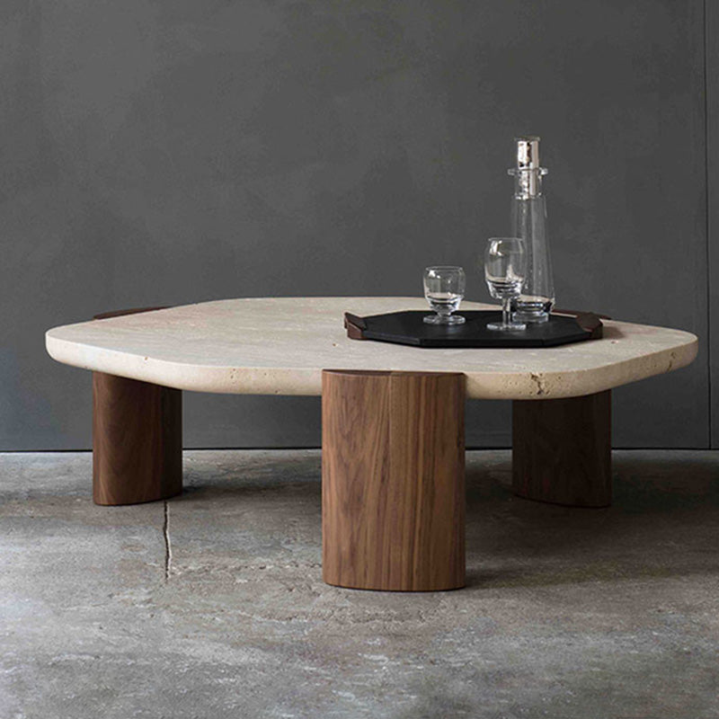 Contemporary Hexagon Coffee Table 3 Legs Stone Coffee Cocktail Table