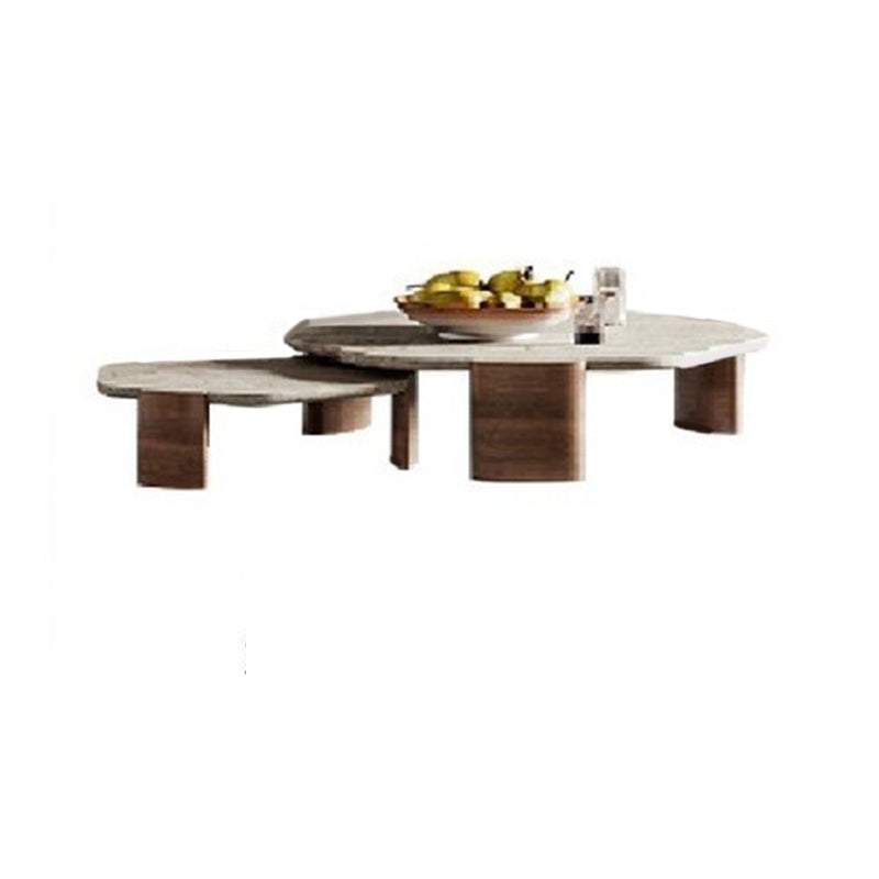 Contemporary Hexagon Coffee Table 3 Legs Stone Coffee Cocktail Table