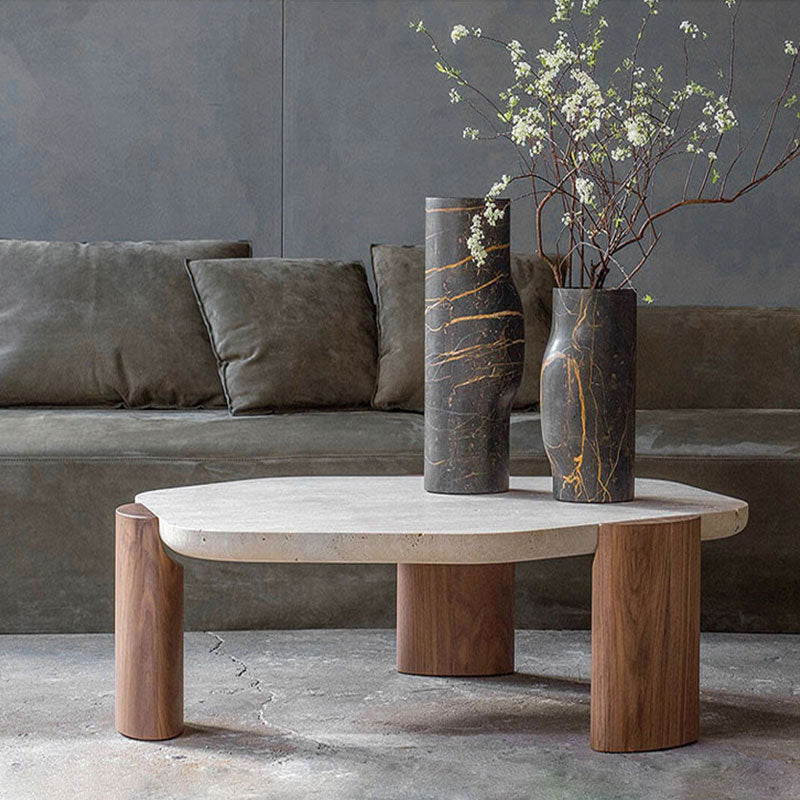 Contemporary Hexagon Coffee Table 3 Legs Stone Coffee Cocktail Table