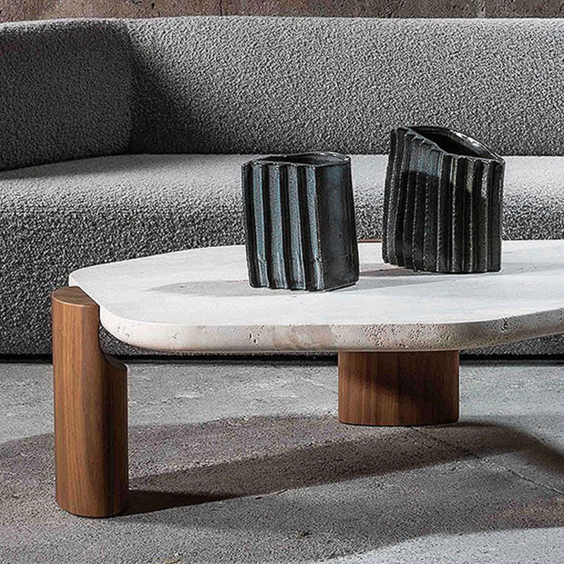 Contemporary Hexagon Coffee Table 3 Legs Stone Coffee Cocktail Table