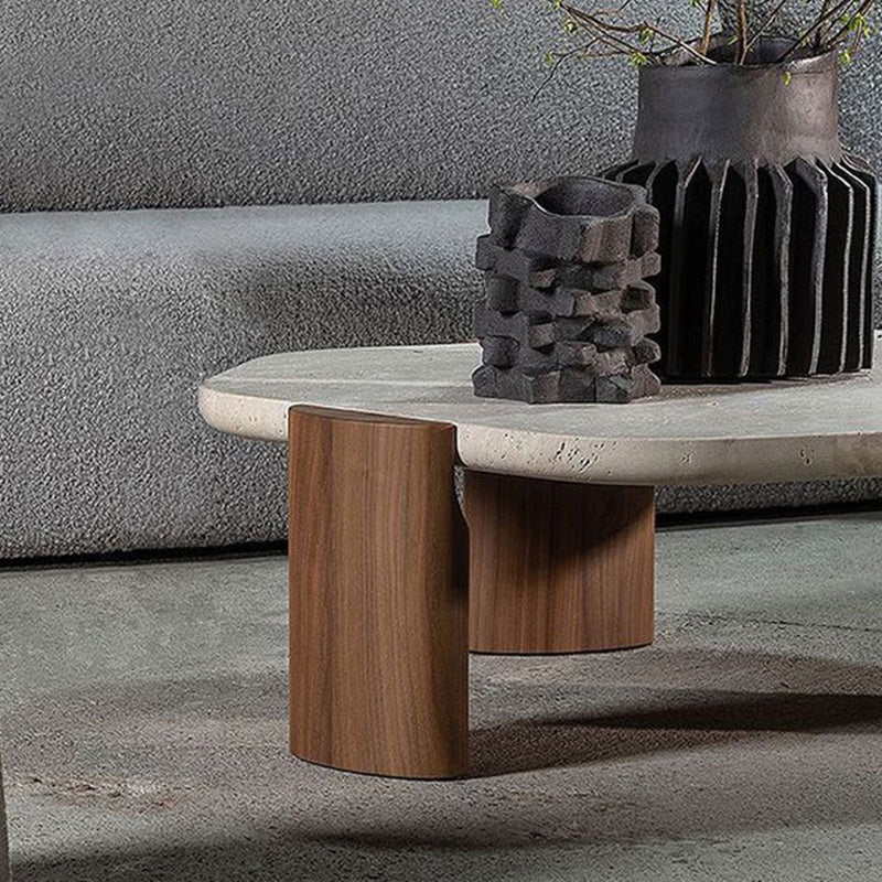 Contemporary Hexagon Coffee Table 3 Legs Stone Coffee Cocktail Table