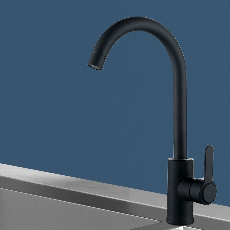 Modern Style Kitchen Faucet Stainless Steel Gooseneck Kitchen Faucet in Black