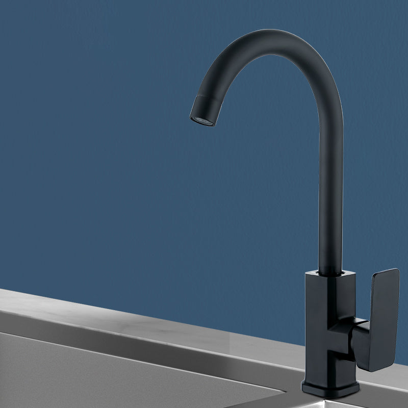 Modern Style Kitchen Faucet Stainless Steel Gooseneck Kitchen Faucet in Black