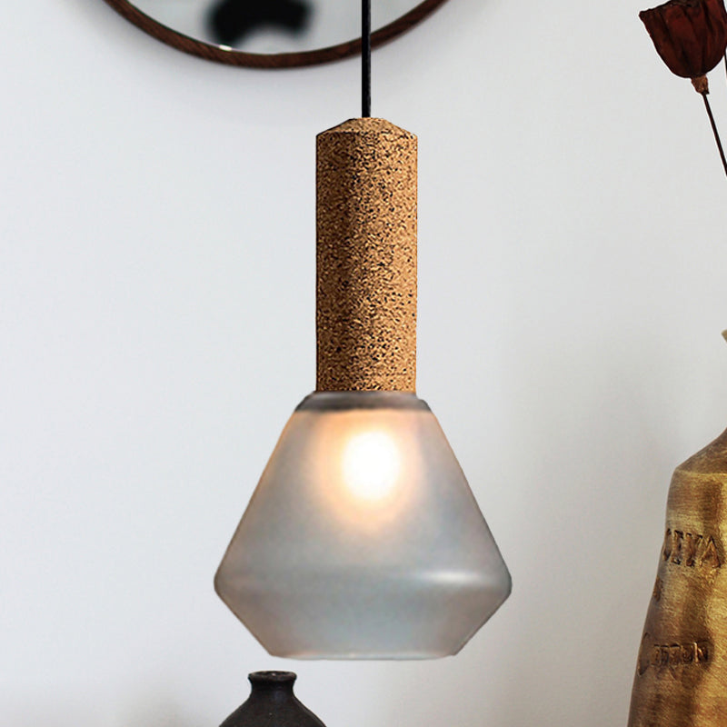 Moderniste 1-Light Pendant Wood Diamond Plafond Plax Aménagement avec une teinte en verre gris blanc texturé