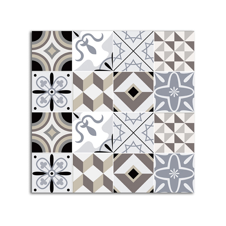 Spanish Pattern Singular Tile Mildew Resistant Peel & Stick Tile for Backsplash Wall