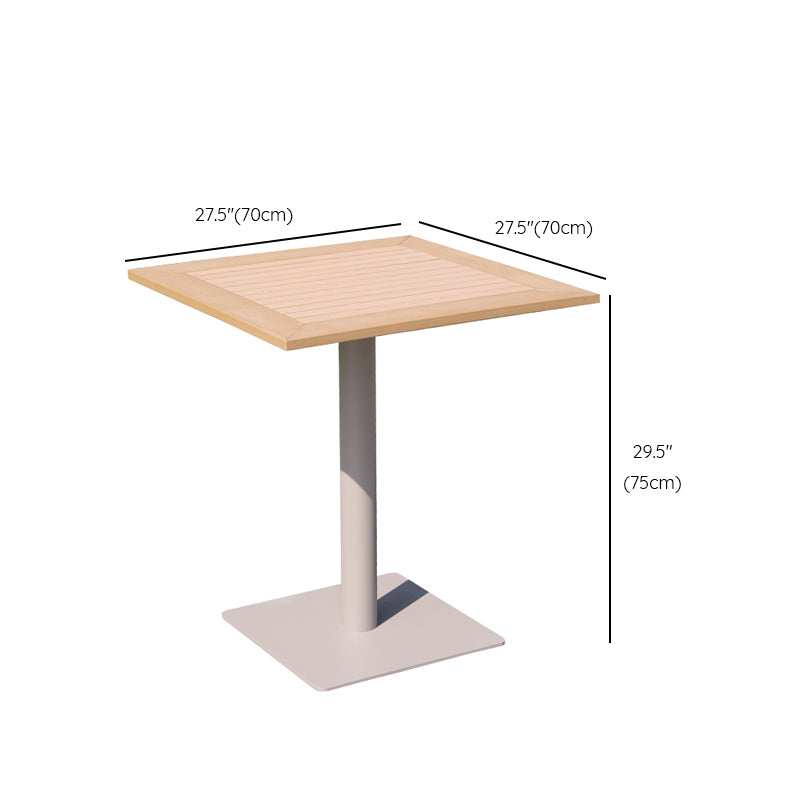 Wood and Metal Patio Table UV Resistant Contemporary Dining Table