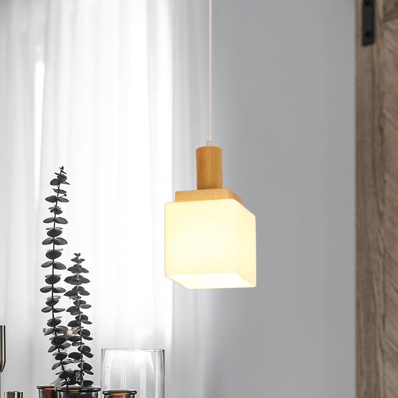 Cube crème en verre pendant éclairage moderne Asie à 1 head-head plafonnier le plafond pour halto