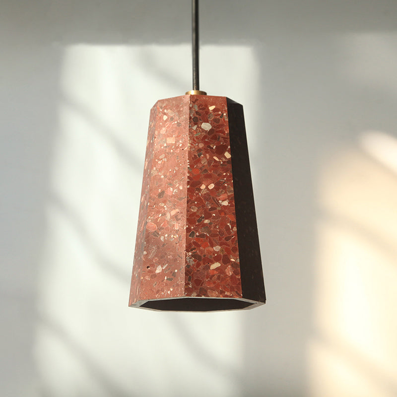 Polygon Restaurant Plafond Pendant Light Terrazzo 1 Head Nordic Hanging Lamp Kit en noir / rouge / vert