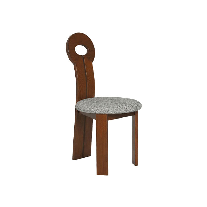 Solid Wood Frame Side Chair Slat Back Side Chair with Linen Upholstered