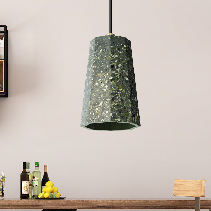 Polygon Restaurant Plafond Pendant Light Terrazzo 1 Head Nordic Hanging Lamp Kit en noir / rouge / vert