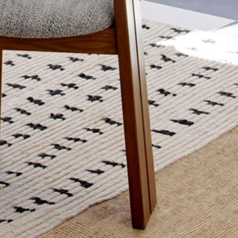 Solid Wood Frame Side Chair Slat Back Side Chair with Linen Upholstered