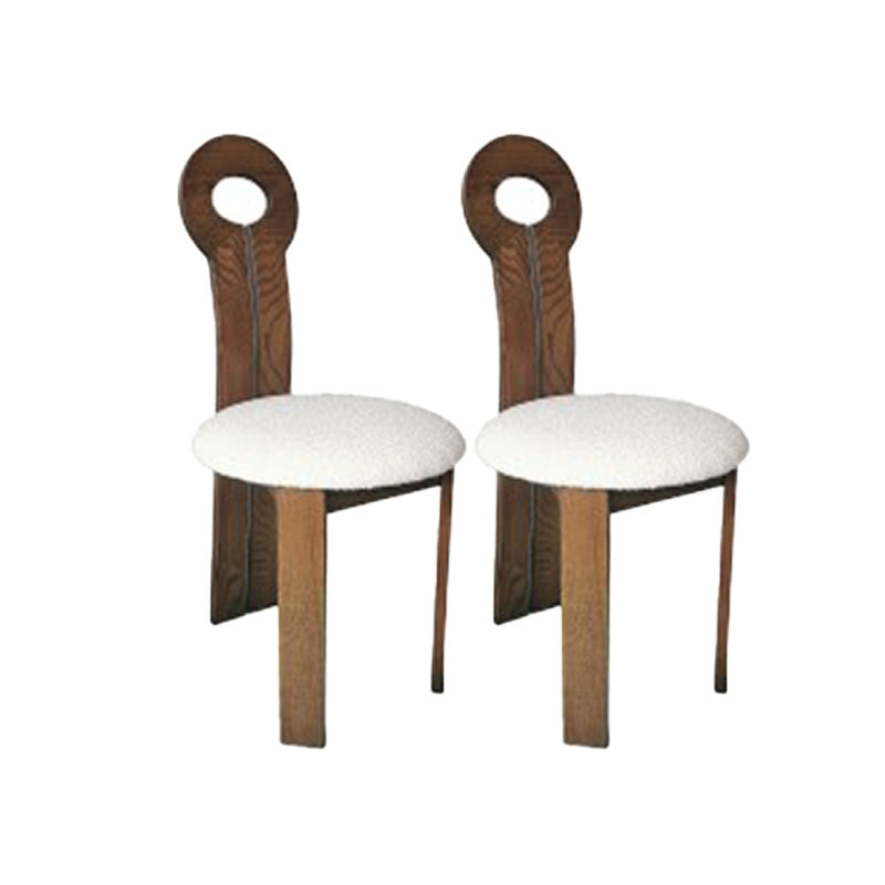 Solid Wood Frame Side Chair Slat Back Side Chair with Linen Upholstered