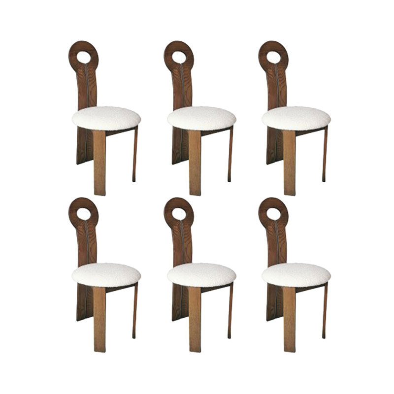 Solid Wood Frame Side Chair Slat Back Side Chair with Linen Upholstered