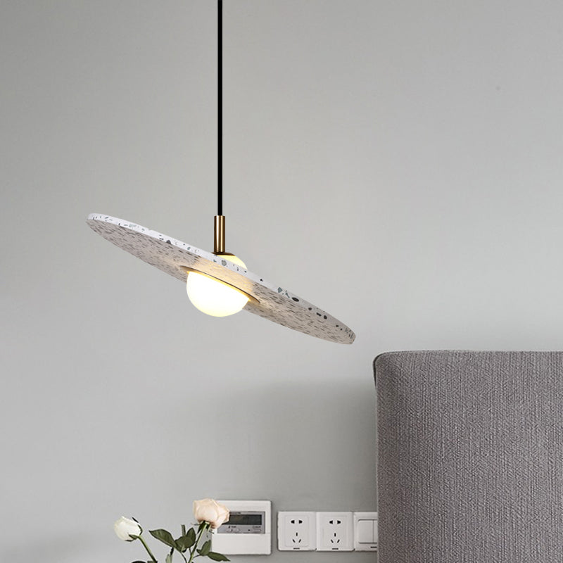 Disc rond Terrazzo Suspension Lumière moderniste 1-Bulb blanc / rose suspendu suspendu pour le restaurant