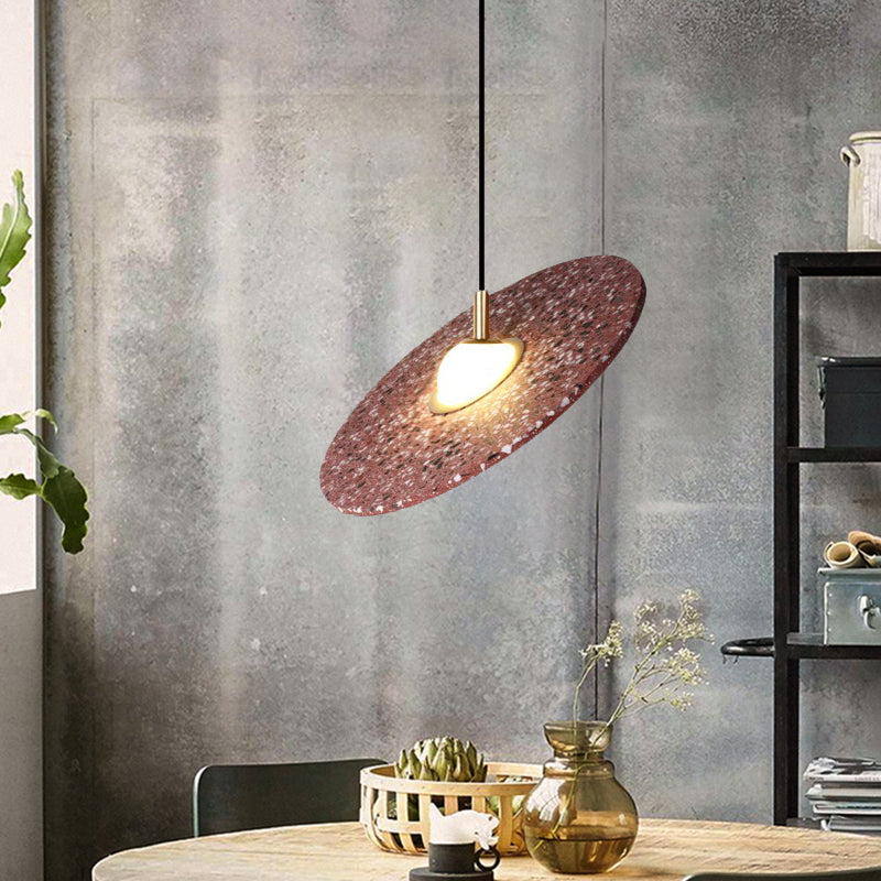 Disc rond Terrazzo Suspension Lumière moderniste 1-Bulb blanc / rose suspendu suspendu pour le restaurant