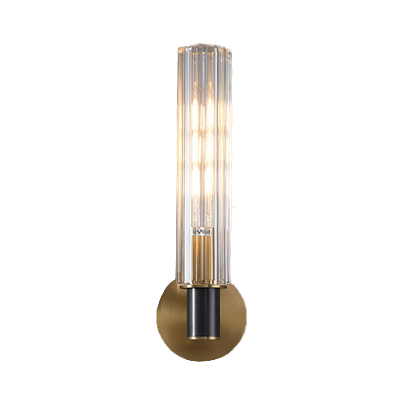 Crystal Cylinder Shape Wall Sconce Modern Style Multi Lights Wall Light Sconce in Brass