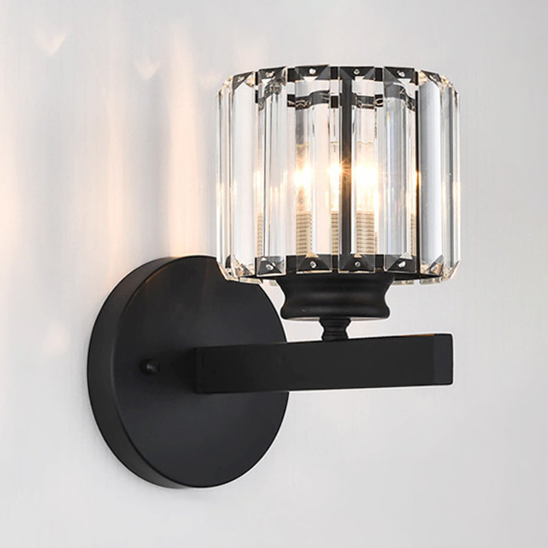 Crystal Geometric Shape Wall Sconce Modern Style 1 Light Wall Light Sconce in Black